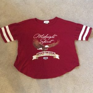 Red oversized graphic tee